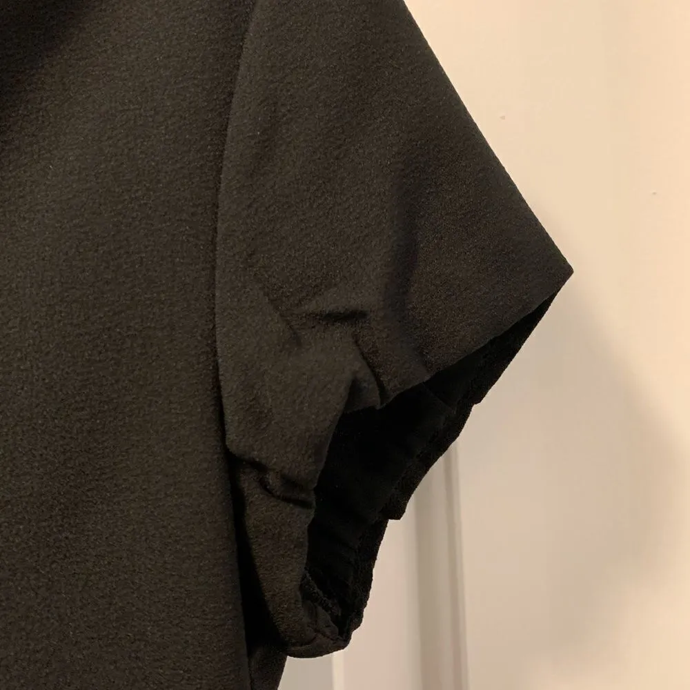 Emporio Armani Vestito Crepe Frills Basic Black Mini Dress Size 38 - Image 5