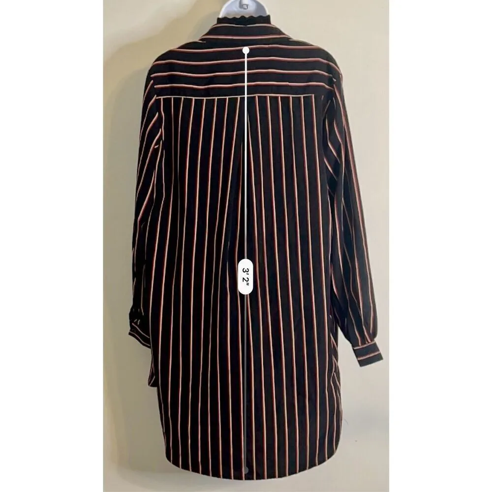 Boohoo Women’s Black Red Striped Button Down Oversized - Image 7