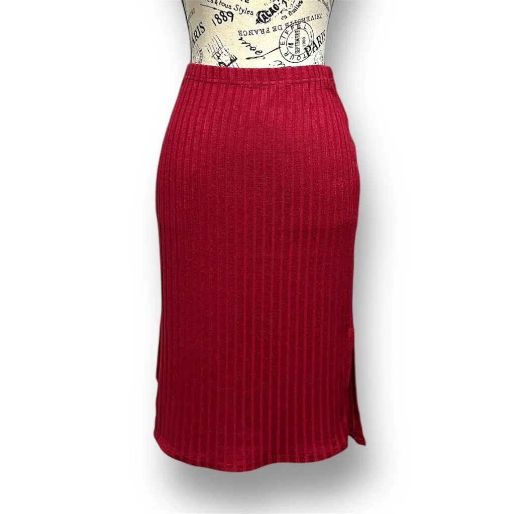 Anthropologie After Market M Burgundy Pleated Midi Skirt Academia Office Retro - Image 2