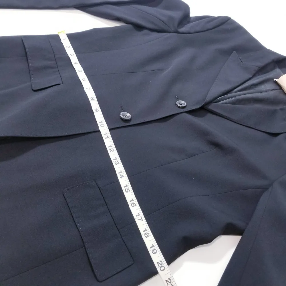 Rene Lezard Wool Black Blazer Slit Sleeve Size 6 - Image 7