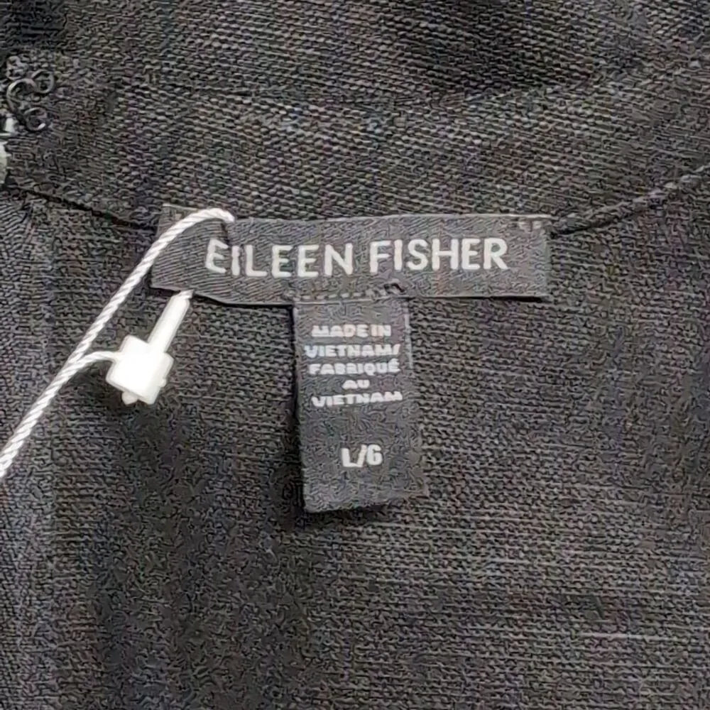 NWT Eileen Fisher Black Short Sleeve V Neck Casual Jumpsuit Linen Size L - Image 6