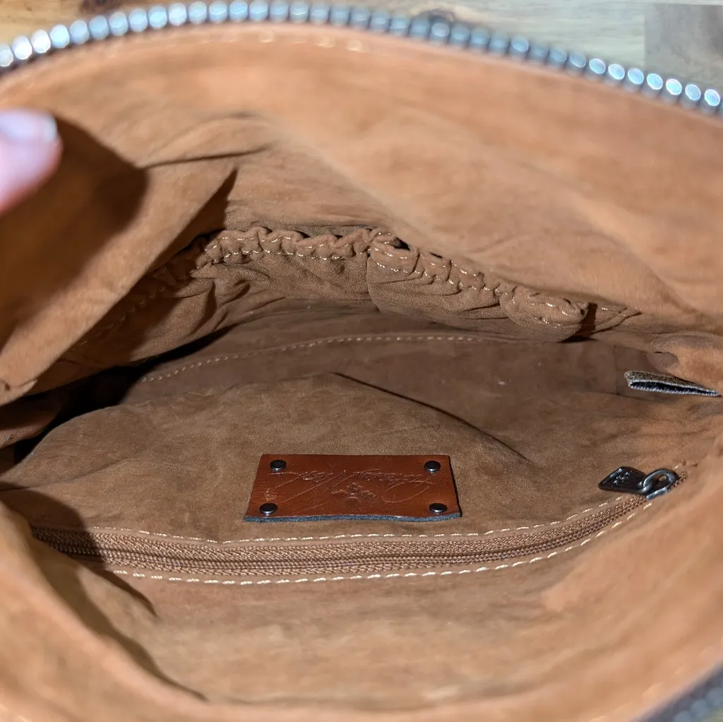 Patricia Nash Fold Over Leather Textured Clutch Burnt Coral - Image 9