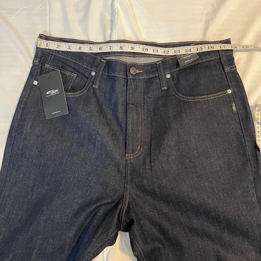 Silver Jeans High Rise‎ Eco Friendly Mid Stretch Dark Wash Trouser Jeans - Image 9