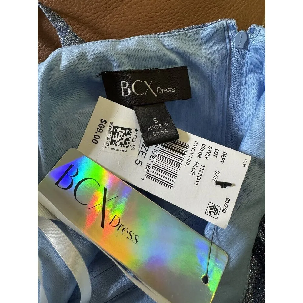 NWT BCX Blue Glitter Bubble Hem Fit & Flare Party Mini Dress Juniors Size 5 - Image 8