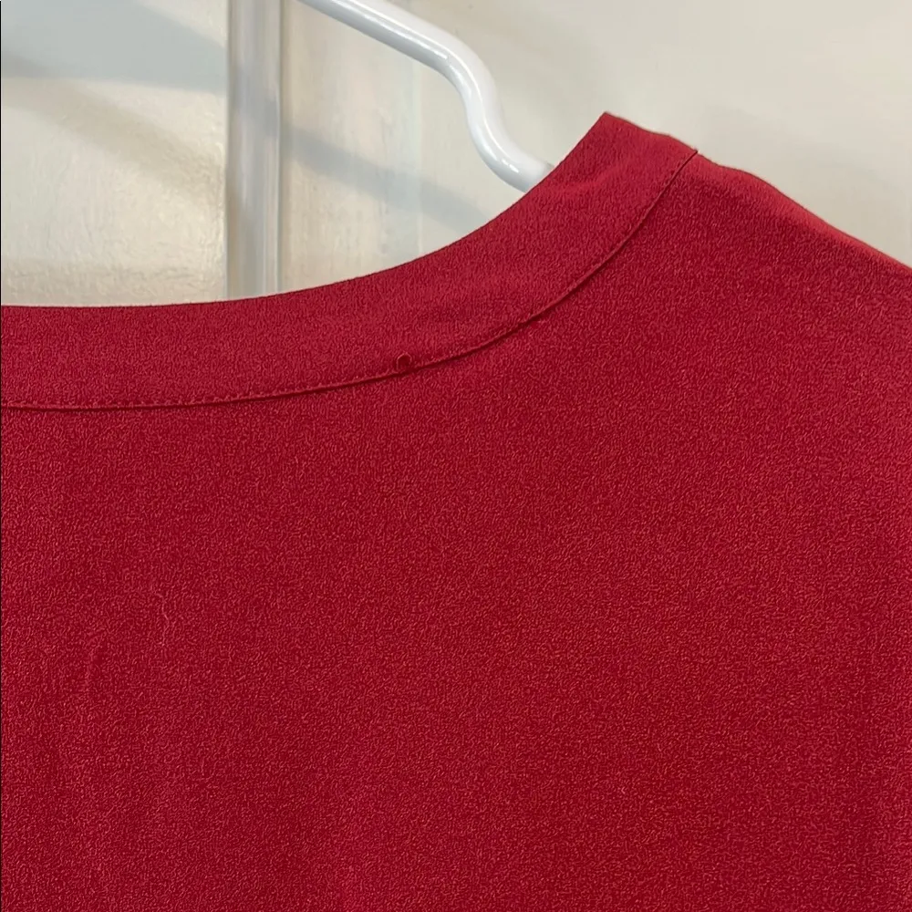 J. Crew Factory Burgundy V Neck Bell Long Sleeve Mini Dress - Image 8