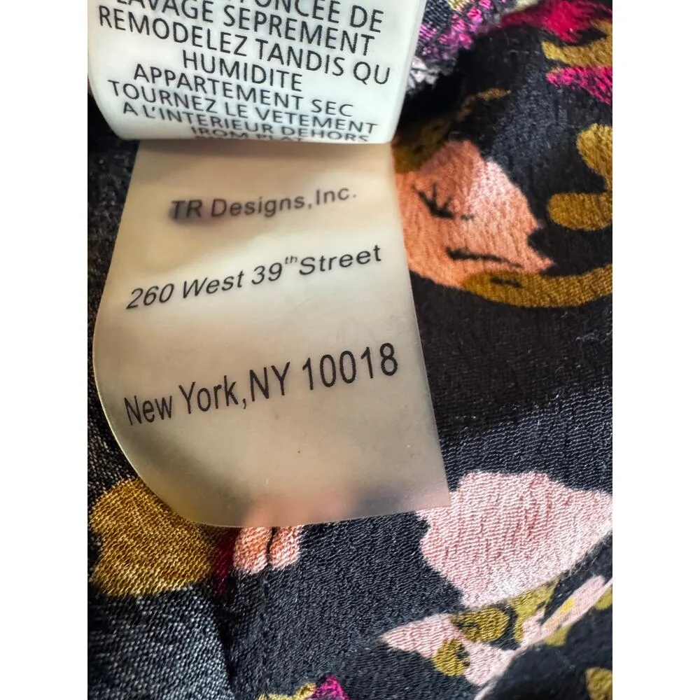 PLENTY BY TRACY REESE Gaia Ruffle Dress in Dark Floral Medium Petite Black - Image 8