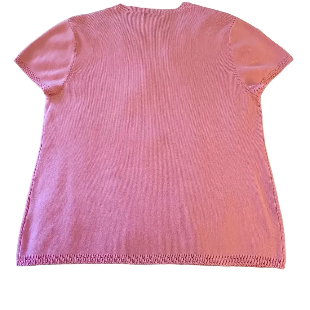 Dressbarn Rose Pink Short Sleeve Ribbed Knit Square Neck Sweater Size 18/20 - Image 5