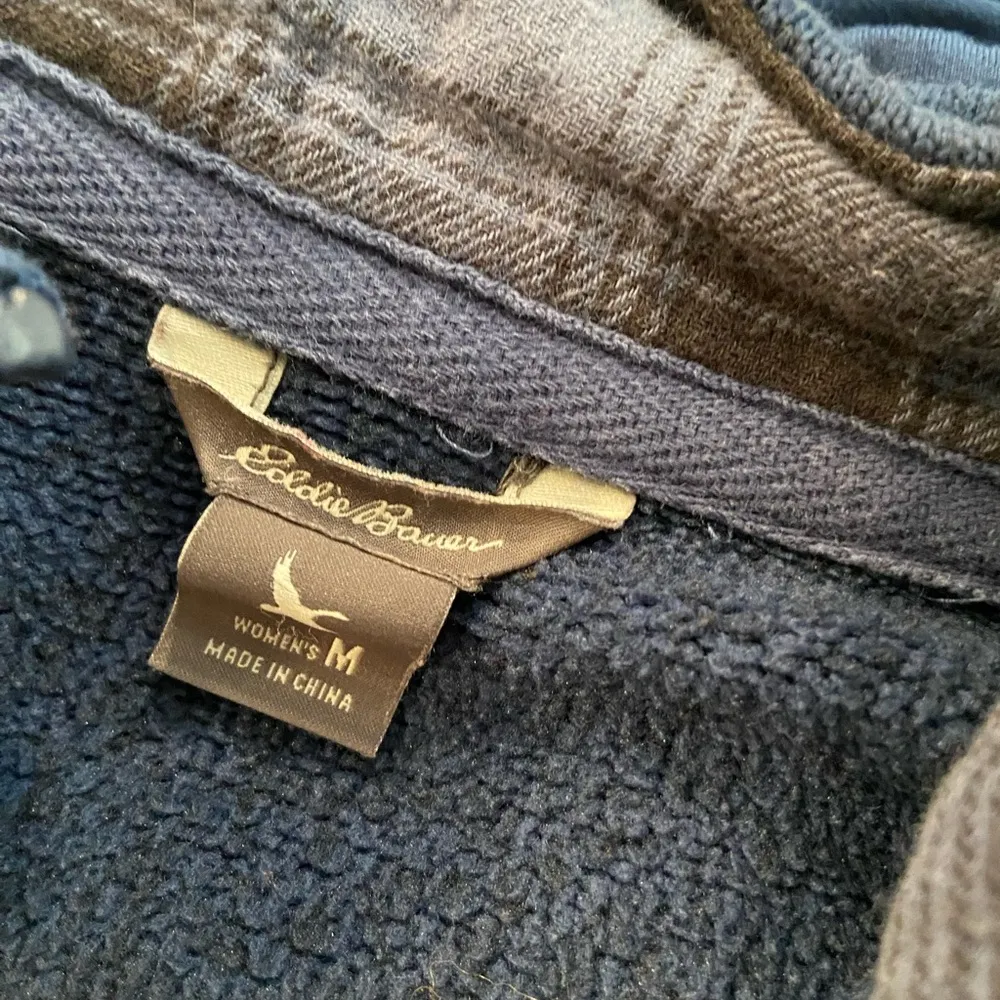 Eddie Bauer Size M Sweater Fleece Full Zip Hooded Quilted Mock Neck Jacket - Image 12