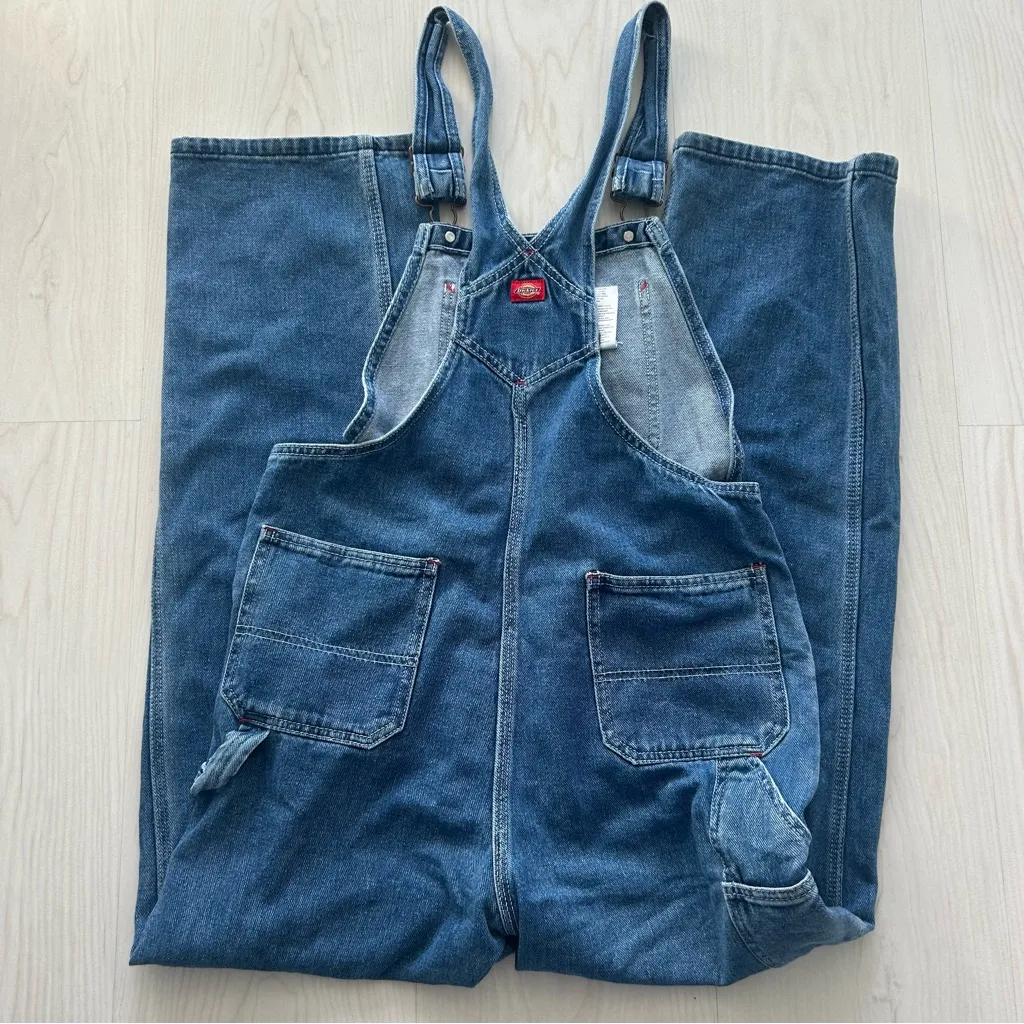 Dickie’s Women’s Small Denim Overalls Medium Wash Farm Country Western Jeans - Image 4