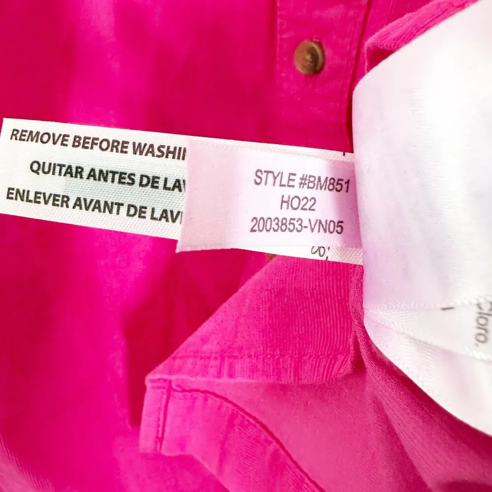 J.Crew Womens Classic-Fit Ruffleneck Shirt Corduroy Button-Up Cotton Pink Size 4 - Image 8