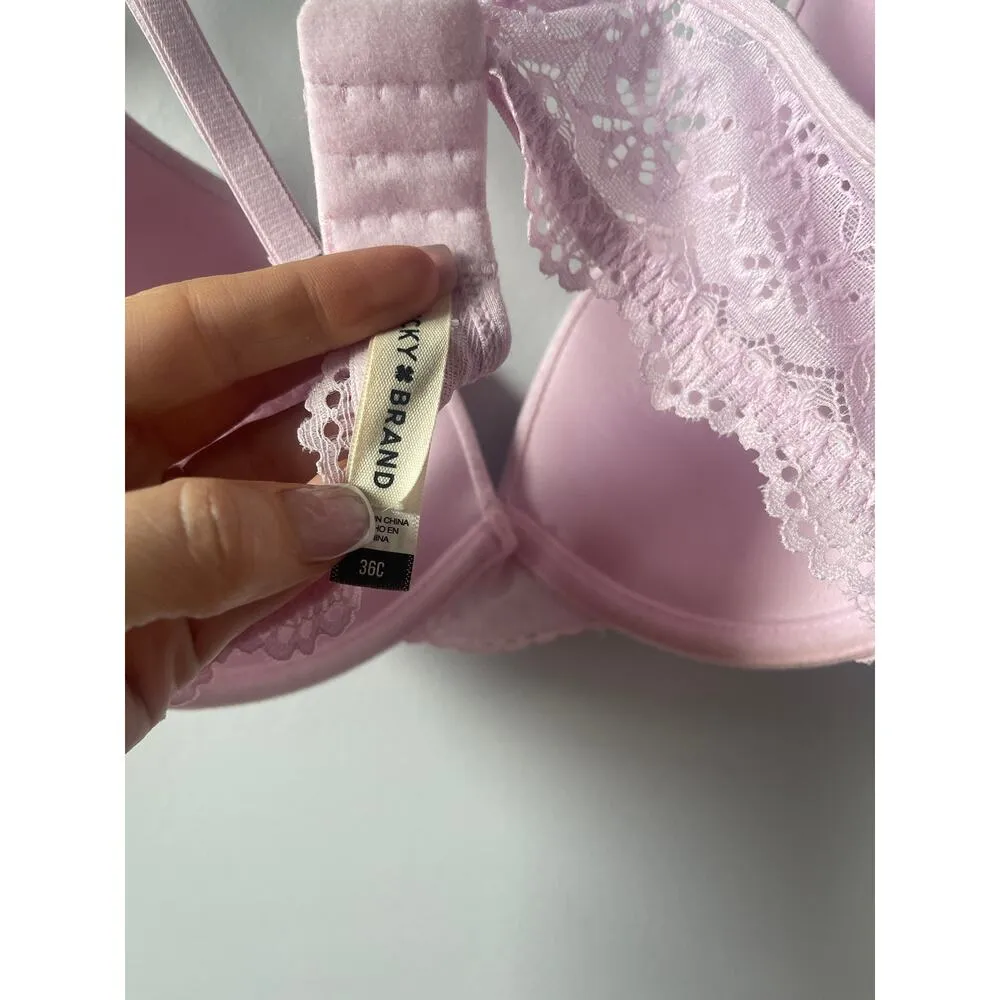 Lucky Brand Light Purple Lace Style Slightly Padded Bra 36C - Image 5