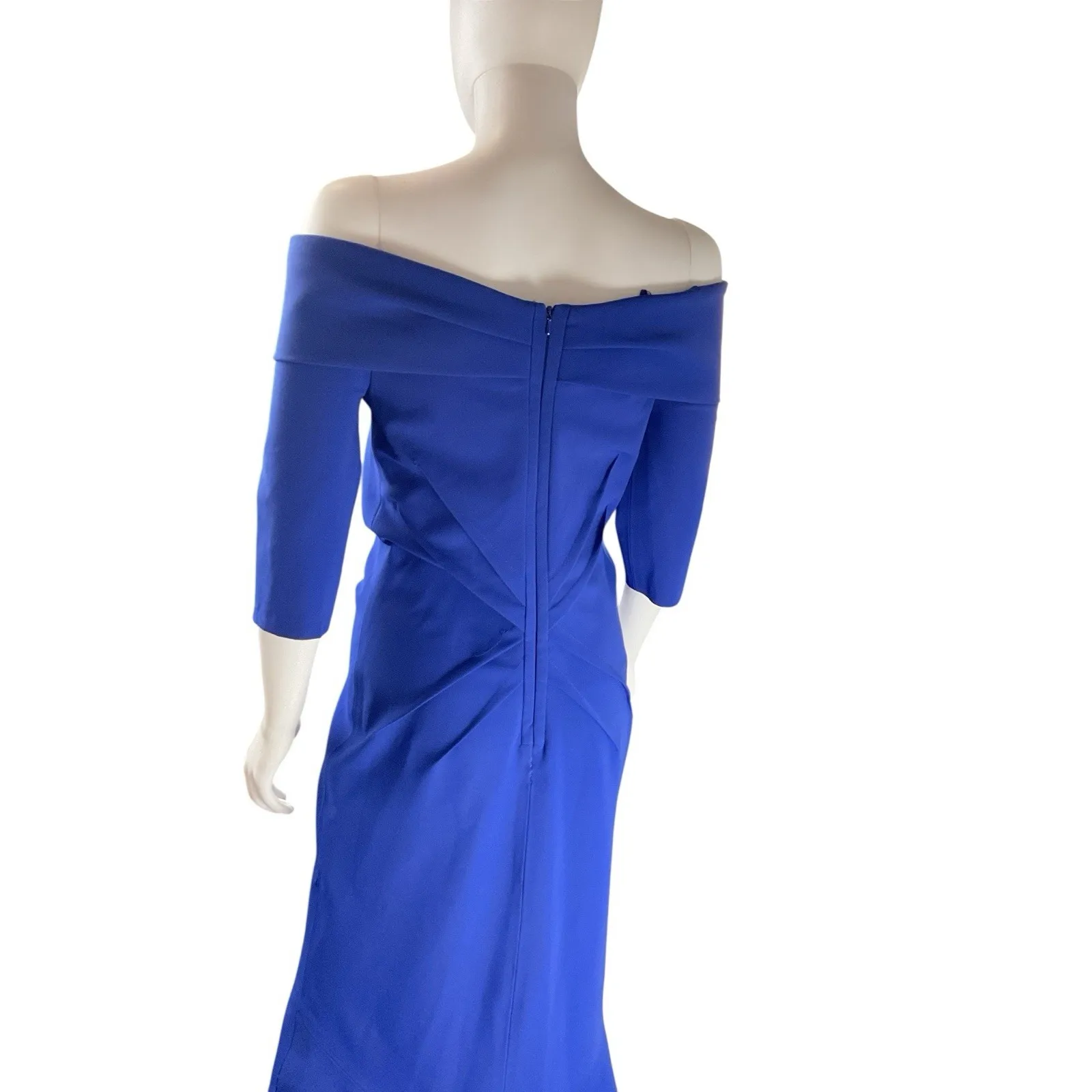 Rene Ruiz Fit and Flare Scuba‎ Evening Gown Blue Size 8 Formal Dress - Image 6