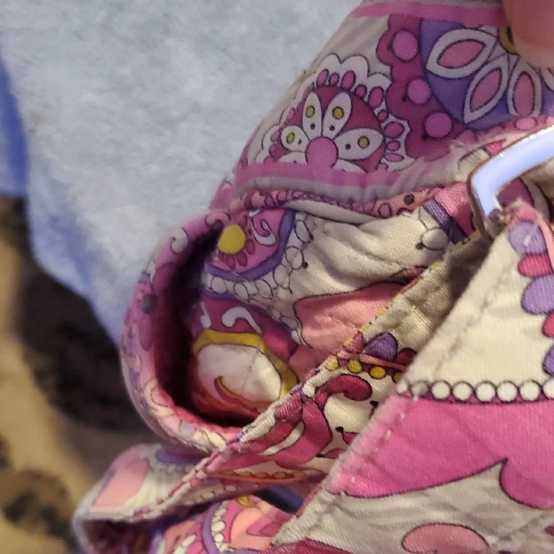 Vera Bradley  Pink Magenta & Gray Paisley Plaid Quilted Hand Bag - Image 4