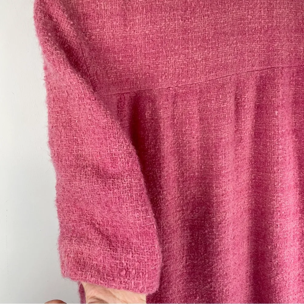 Vintage 50s 60s Pendleton Virgin Wool Swing Coat Pink Textured Tweed Button - Image 11