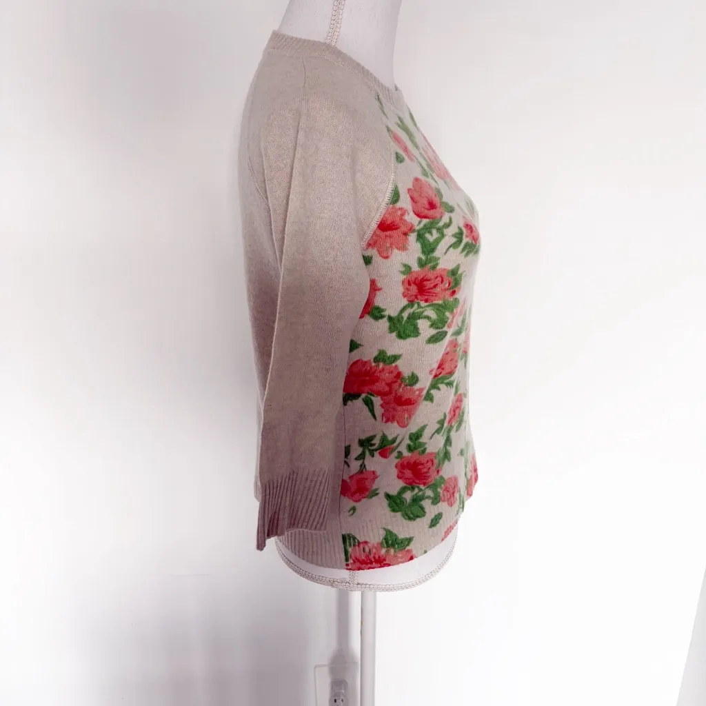 EUC Autumn Cashmere Floral Print Raglan Sleeve Pullover Sweater Size M - Image 11