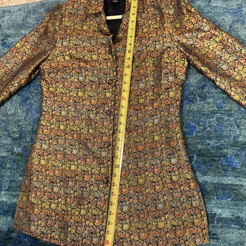 SilkLand Gold Black Office Shacket Jacket Floral Frenzy Blazer Statement Office Multiple - Image 11