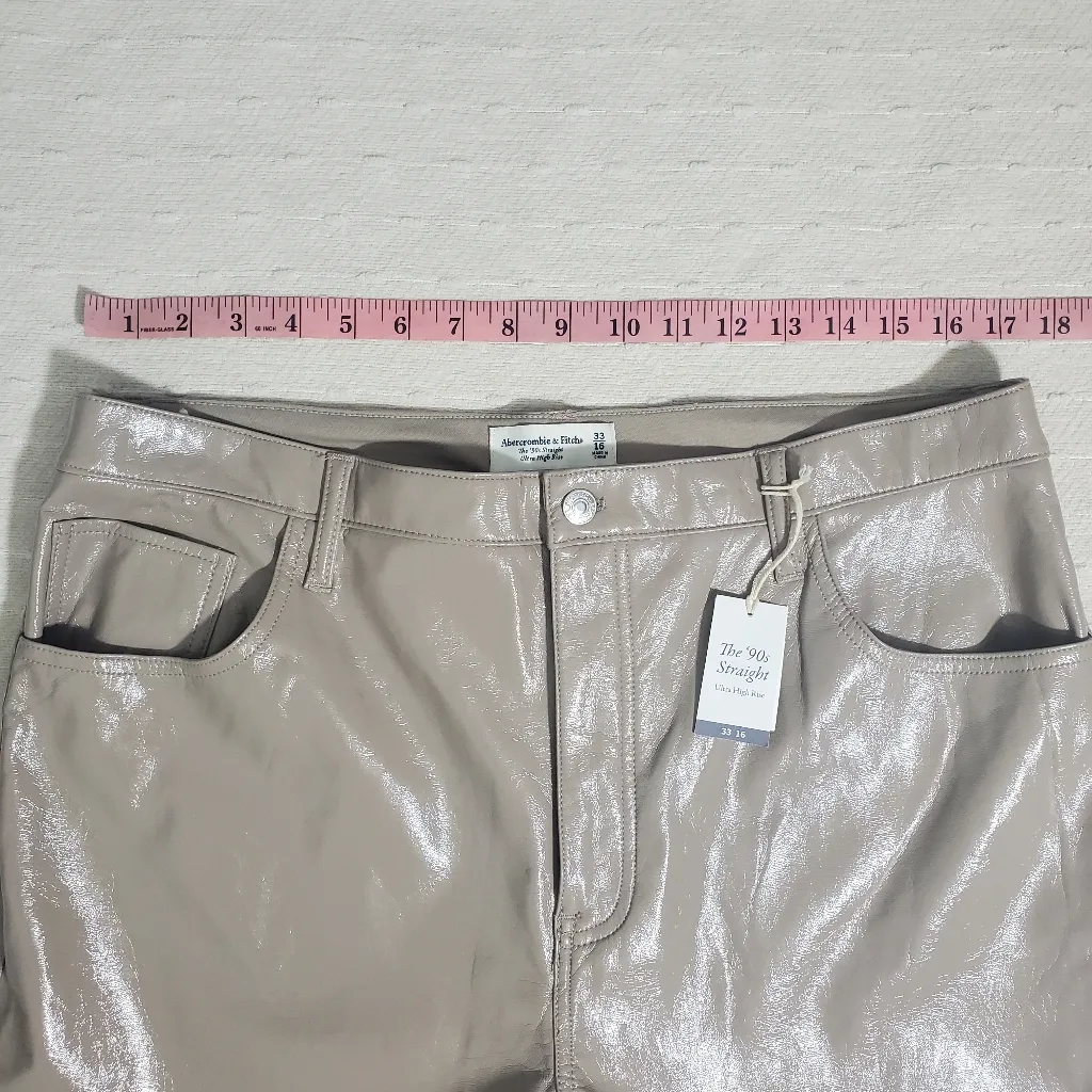Abercrombie & Fitch Curve Love Patent‎ Leather ‘90s Straight Pants 33/16 - Image 3