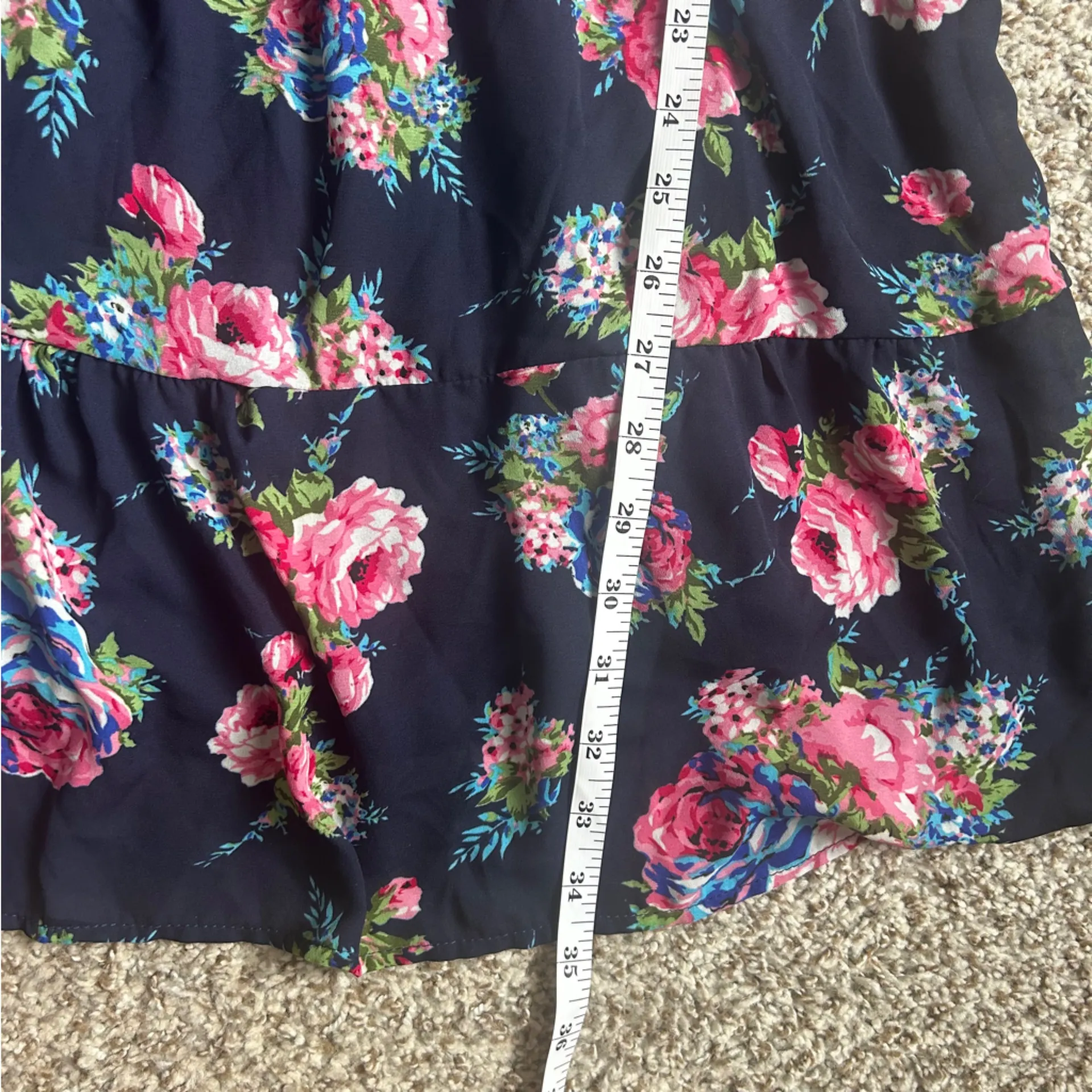 Charlotte Russe Navy Blue Pink Floral Mini Dress Cold Shoulder Casual Formal - Image 7