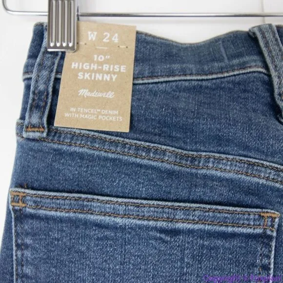 NEW Madewell 10" High-Rise Skinny Jeans‎ in Wendover Wash: TENCEL™, 24 - Image 11