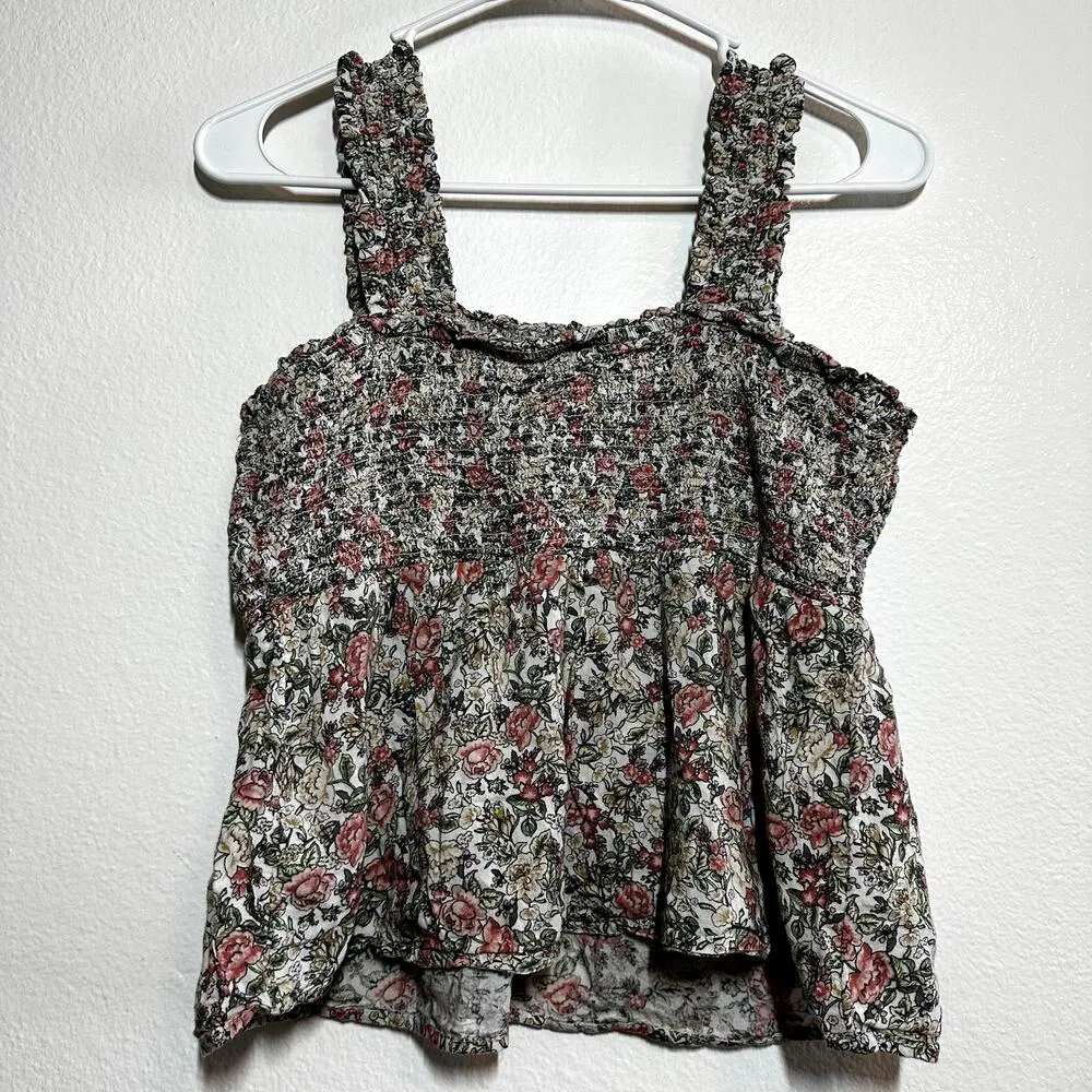 Old Navy Smocked Blouse Floral Print Sleeveless Ruffle Swing Multicolor Medium - Image 5