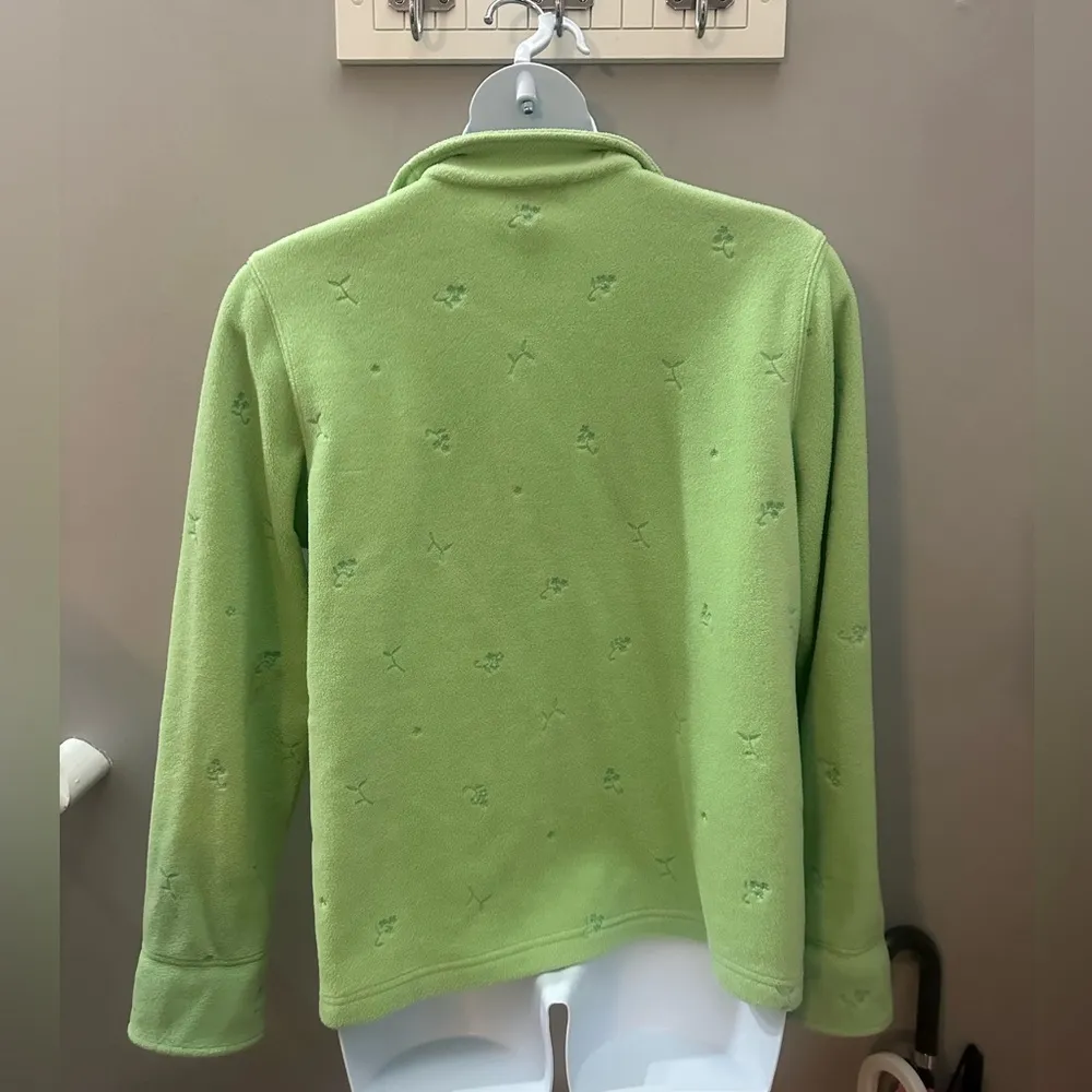 Women's Green & Blue Fleece Embroidered Floral Spring Jacket Denim&Co 1X - Image 3