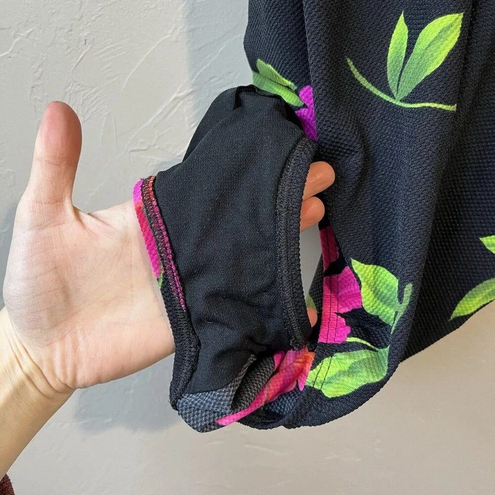 LONGITUDE Vintage floral purple green black bold colored one piece swimsuit sz 8 - Image 11