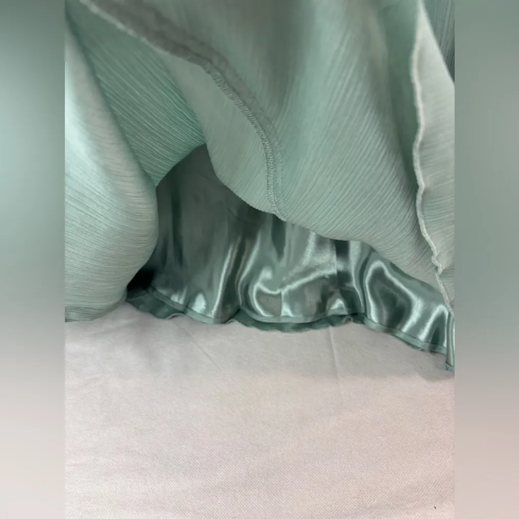 Coldwater Creek MP Mother of the Bride Diagonal Ruffle Sage Green Midi Dress - Image 5