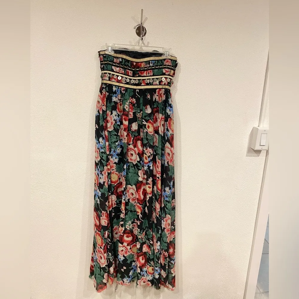 Pearl Georgina Chapman Marchesa Floral Gypsy Maxi Dress Size 4 EUC Black - Image 6