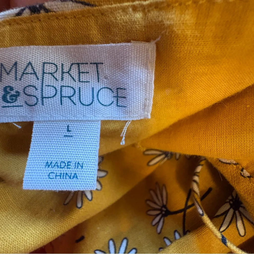 Market & Spruce Yellow Daisy Jumpsuit size Large - Image 5