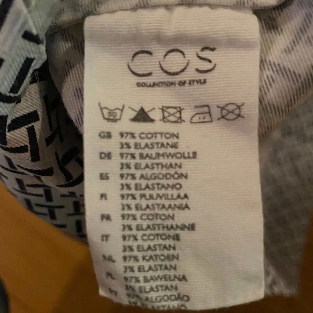 COS Top Women's Size Small Gray Black White Print Blouse Shirt Tunic Office Work - Image 9