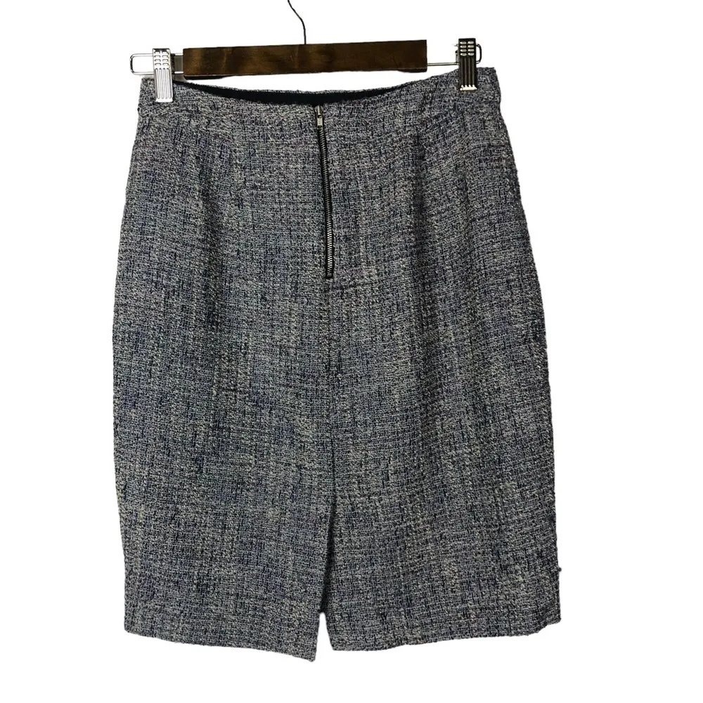 J. Crew The Pencil Skirt Blue Tweed Knee Length Skirt 2 - Image 3