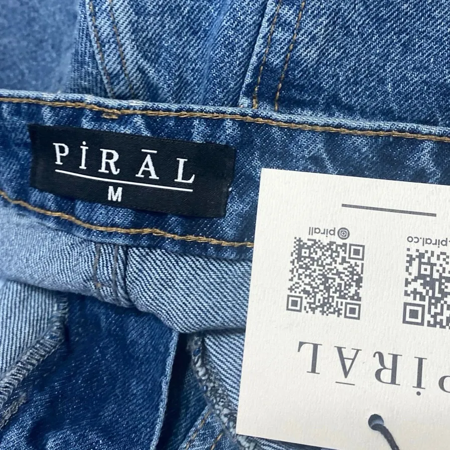 NEW Piral Women's Blue High Waisted Straight Bootcut Slit Denim Jeans Size M Size M - Image 4