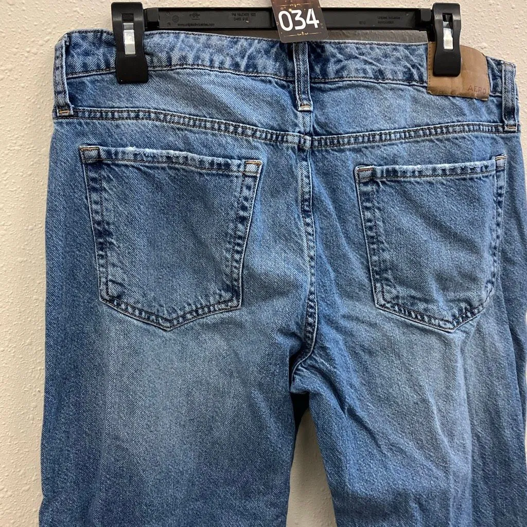 Aeropostale low rise 90’s baggy distressed medium wash 100% cotton raw hem jeans - Image 6