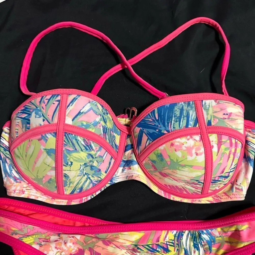 Coral Woman’s 2pc bikini multicolor neon pink Size M - Image 3