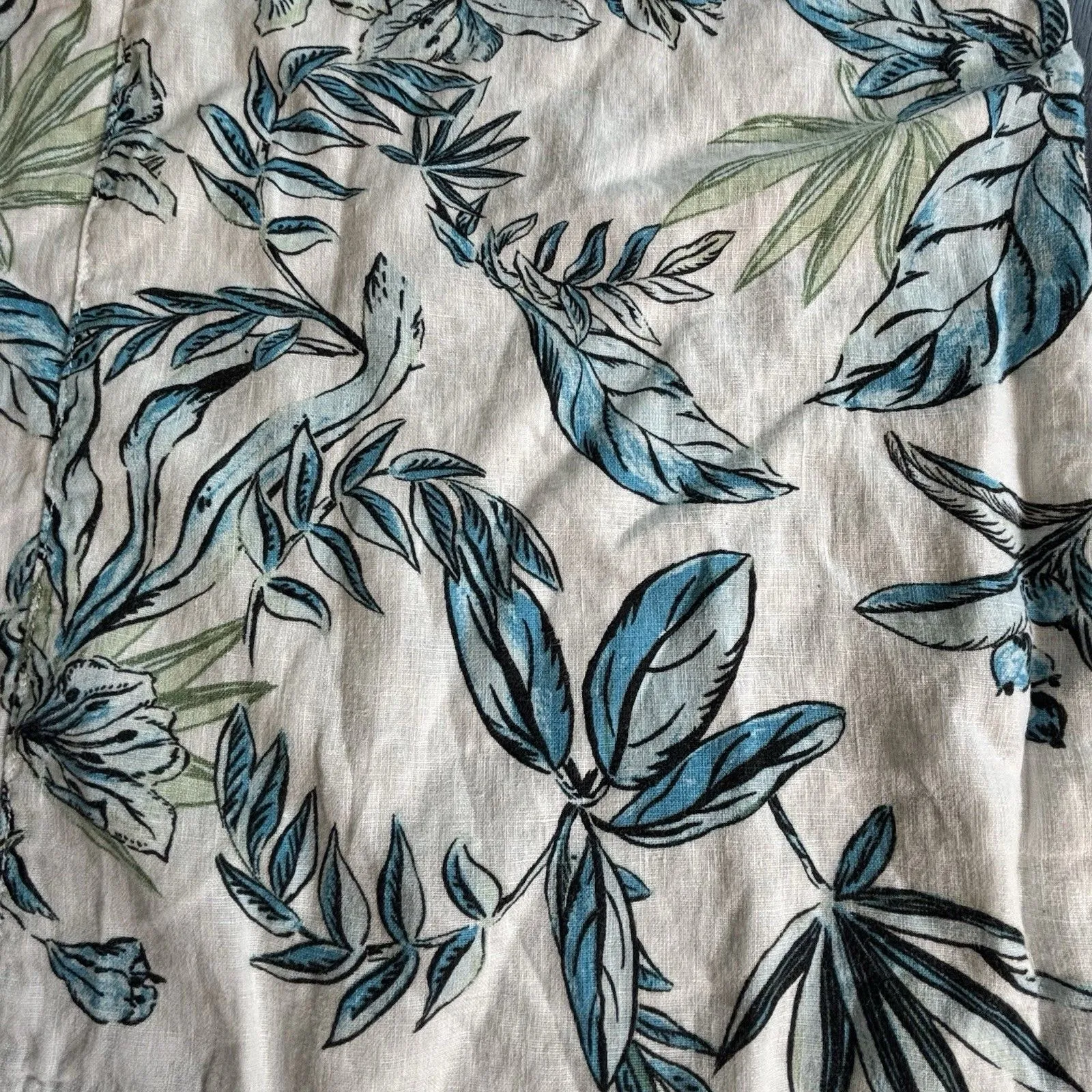 Tahari Womens 100% Linen Leaf Beachy Costal Wide-Leg Crop Pants Pockets Medium - Image 4