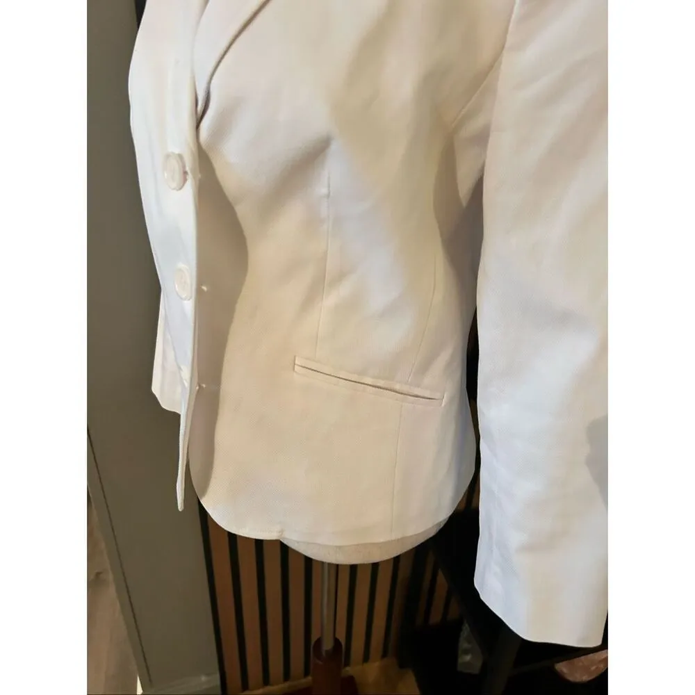 Talbots white jacket work attire classic white jacket size 4 cotton blend - Image 3