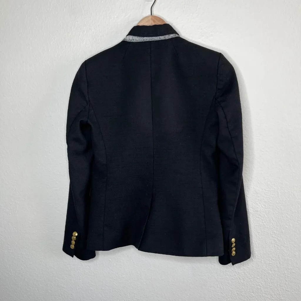 J. Crew Womens Black Preppy Wool Schoolboy Blazer Size 2 - Image 9