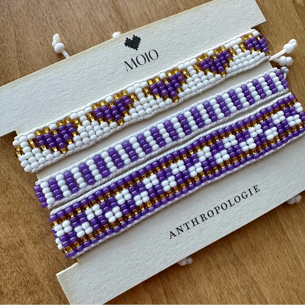 Moio Purple Trio Bracelets, Set of 3, Anthropologie Stocking Stuffer, NWT - Image 4