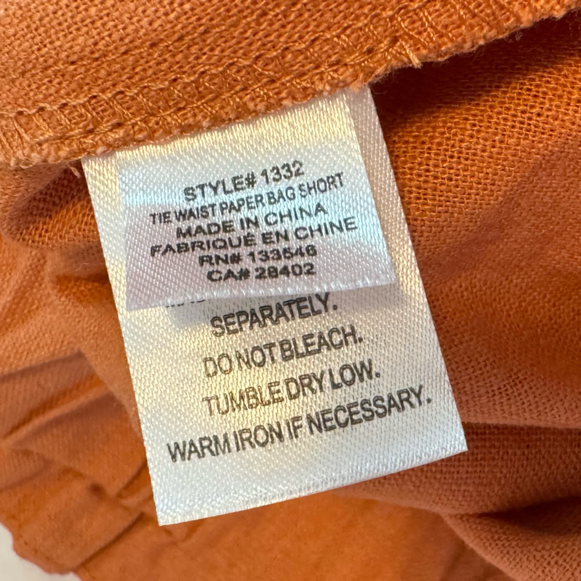 Crosby The Waist paper bag linen blend shorts orange fall color women‎ size 4 - Image 4