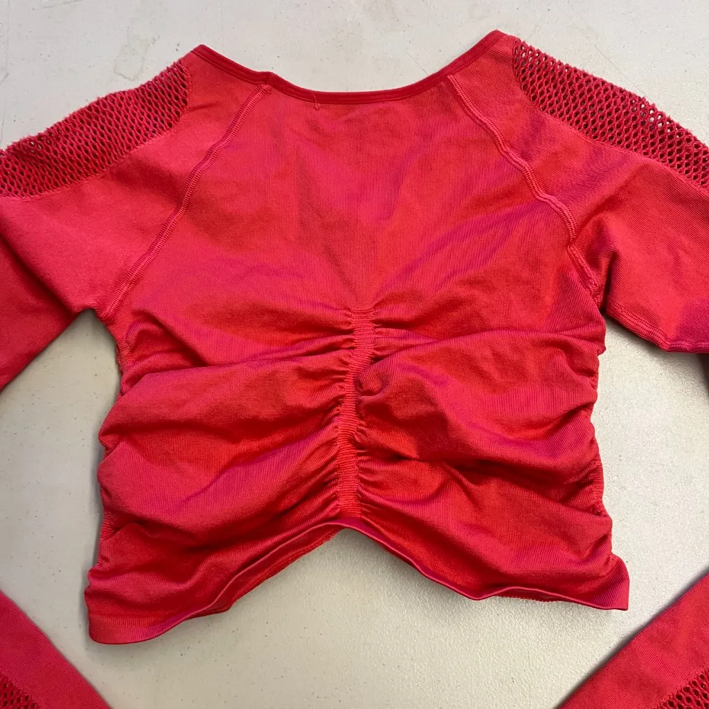 Free People FP Movement Top Womens XS Orange On The Rise Long Sleeve Workout Gym Red - Image 5