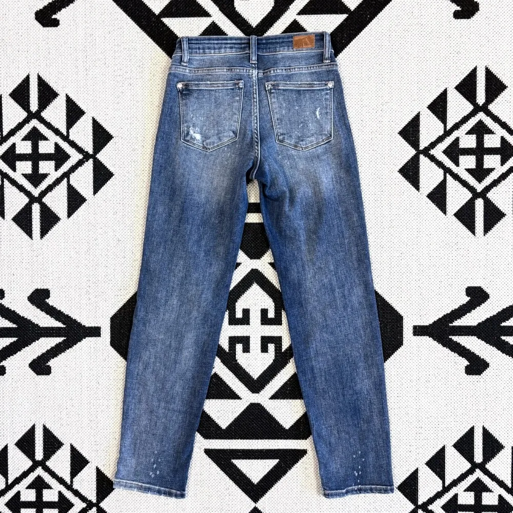 Judy Blue Bleach Splatter Distressed Boyfriend Jeans Size 24 - Image 9