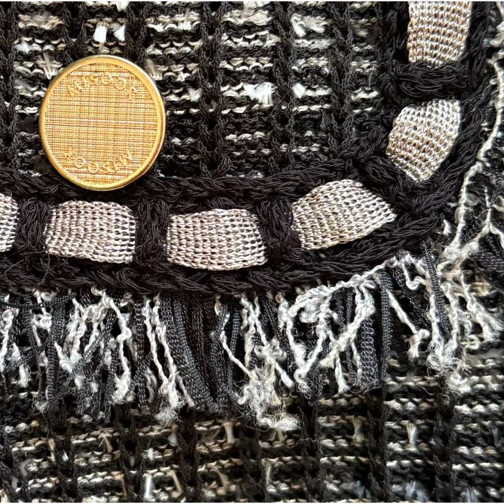 $646 Misook XL Tweed Fringe Skirt Jacket Suit Set Stretch Knit Black Gray Boucle - Image 11