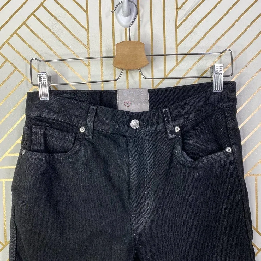 Revice Denim Black High Rise Shiny Cropped Straight Leg Jeans‎ Size US 29 - Image 2