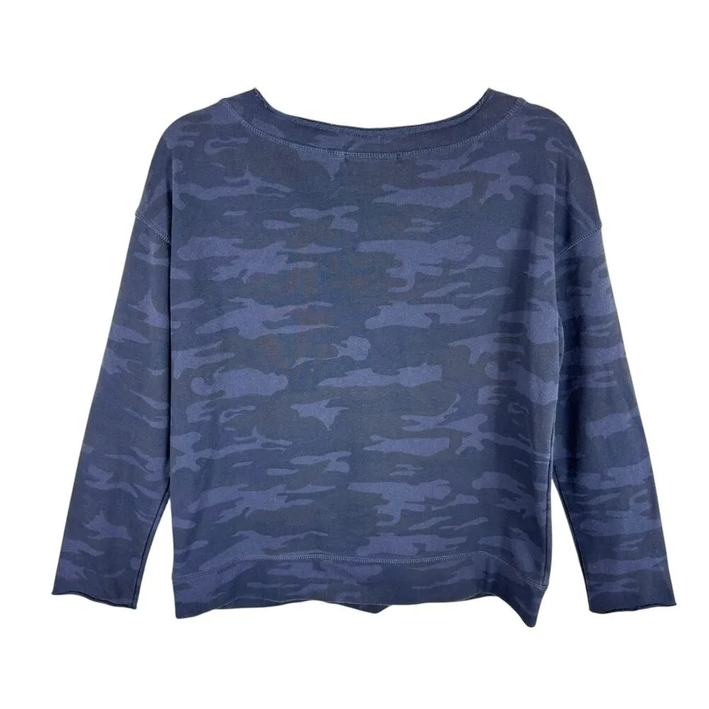 Sanctuary Gray Camo Long Sleeve V-Neck Lightweight Pullover Sweatshirt Size S - Image 2