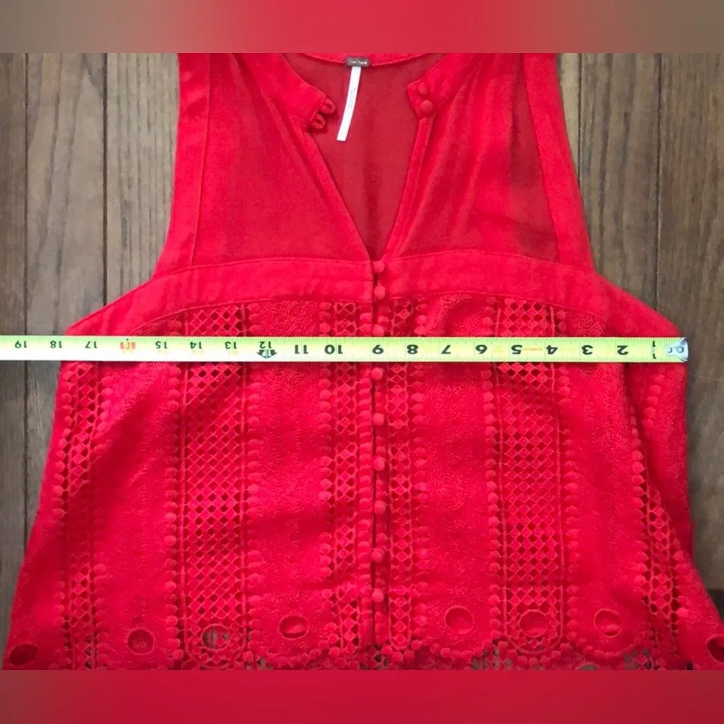 Free People Red Lace Tank Top Size M - Image 6