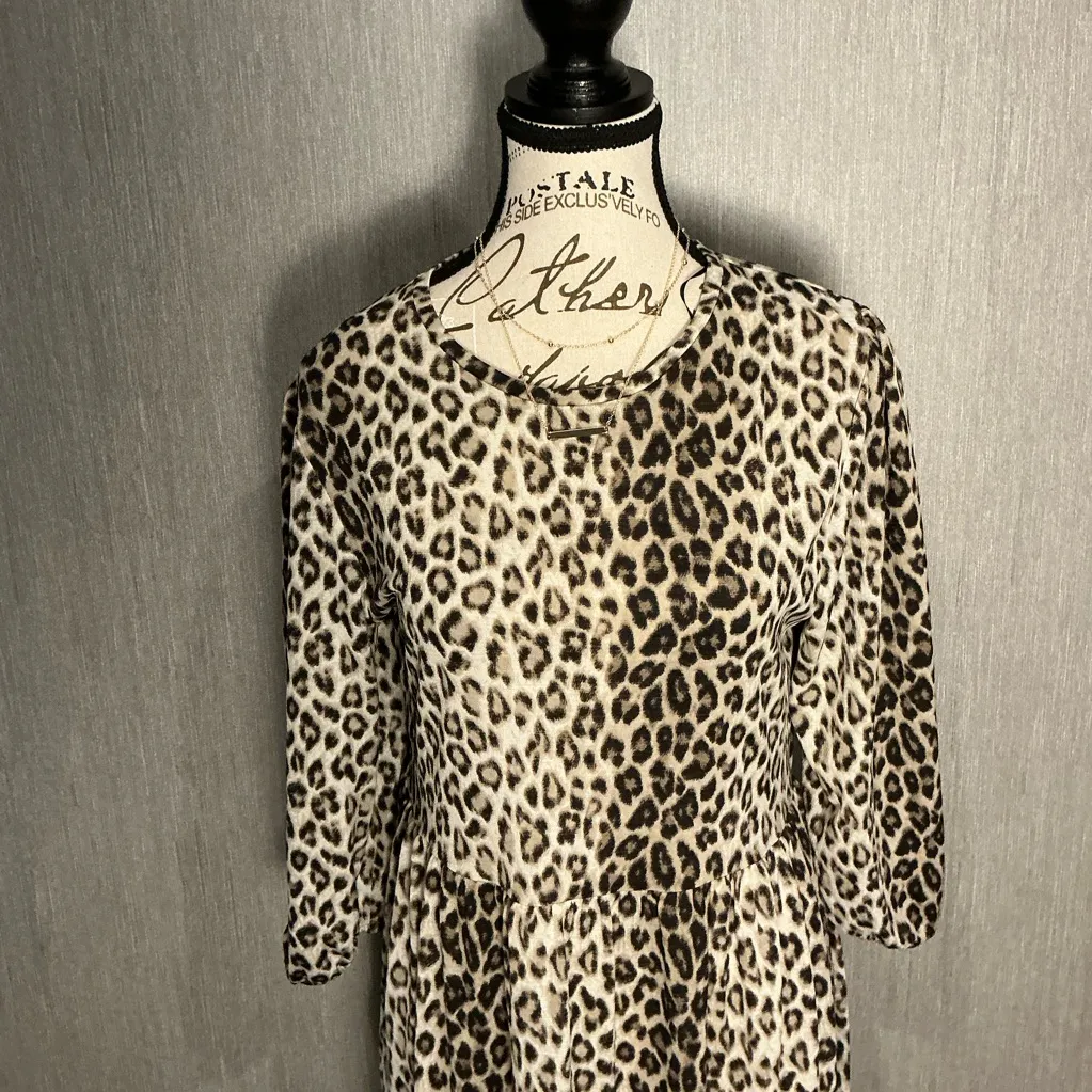 Zara Animal Print Long Sleeve Dress Size XS - Image 11