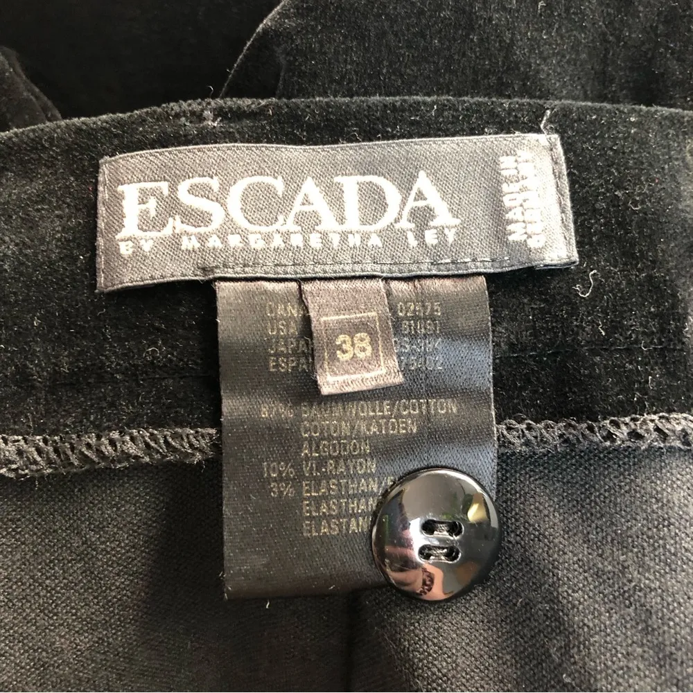 Vintage 80s 90s Escada Crushed Velvet Riding Pants Stirrup Gold Zippers size S Black - Image 14