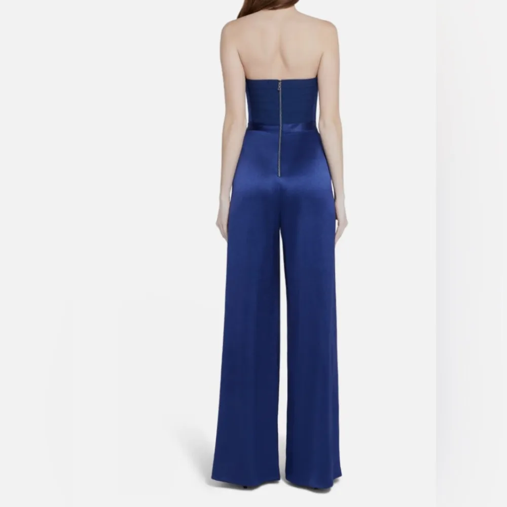 Alice + Olivia $495 Athena Azure Blue Strapless Bustier Wide Leg Jumpsuit New - Image 2