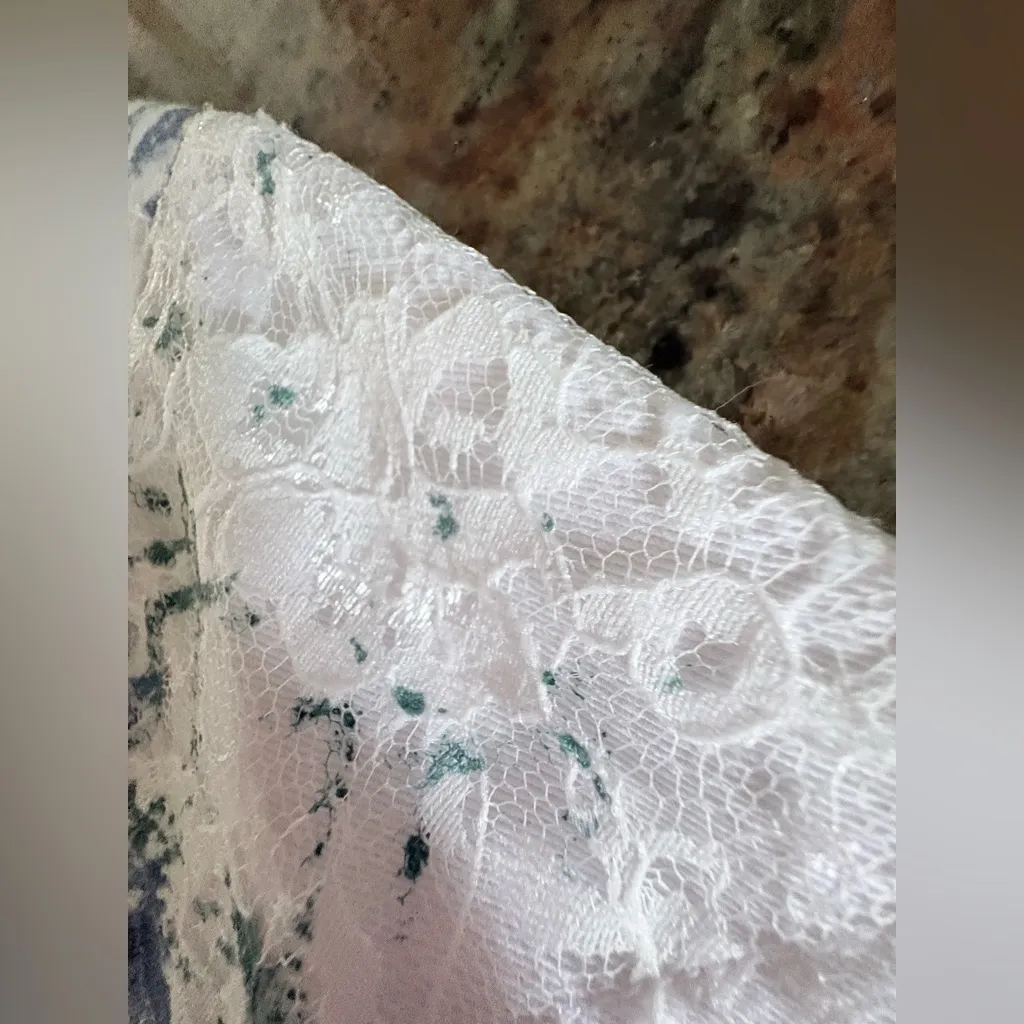 Parsley & Sage Artistic Blue and White Lace Jacket Size L - Image 3