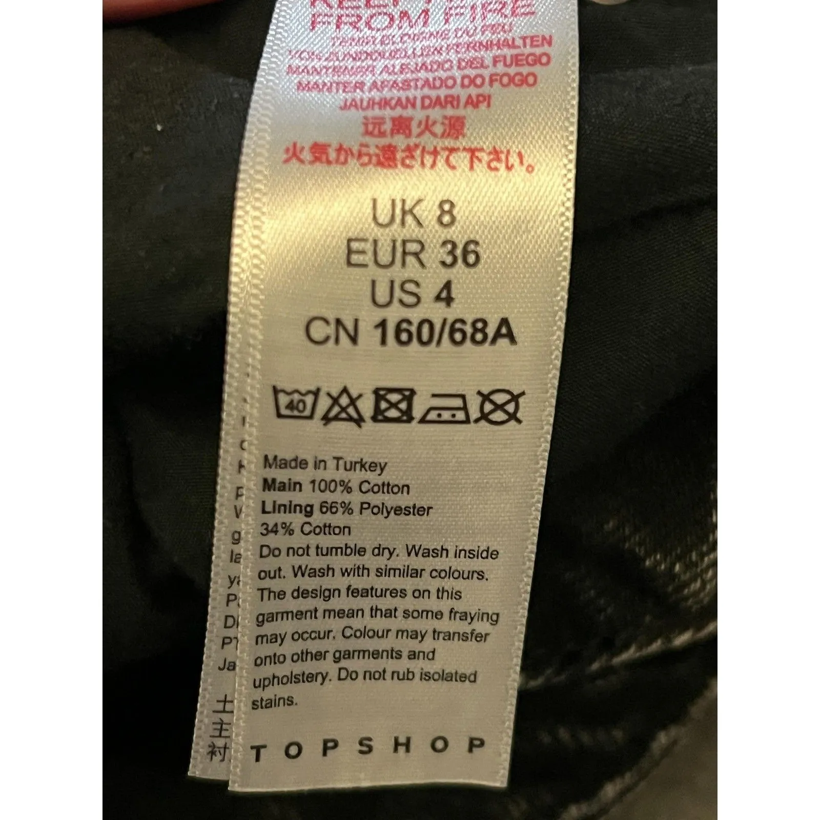 Topshop Kiri Denim Shorts Womens US 4 Black Acid Wash High Rise Frayed Hem - Image 4